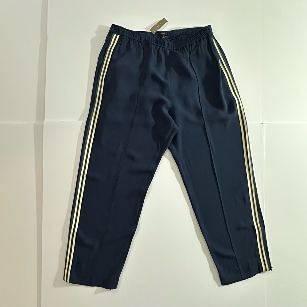 J. Crew Crepe Track Pants in Navy | 16 | NWT - Picture 2 of 16